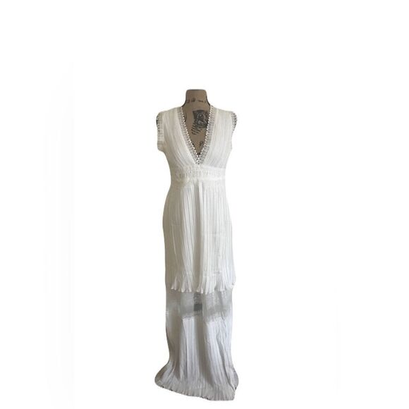 Foxiedox White Lace Maxi Dress - Size M - Picture 3 of 5